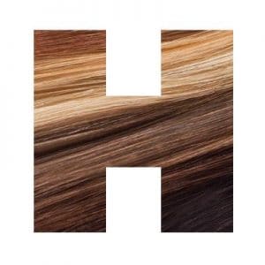 A letter h with different colored hair on it